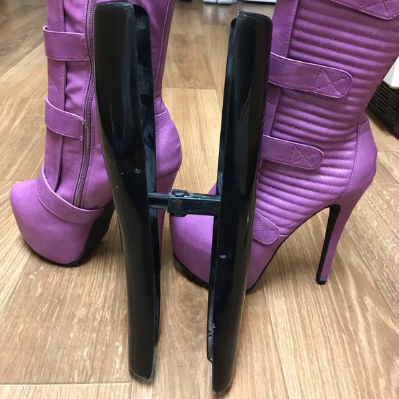 Purple Knee-High Heel Boots (Never Worn). - Picture 5 of 5